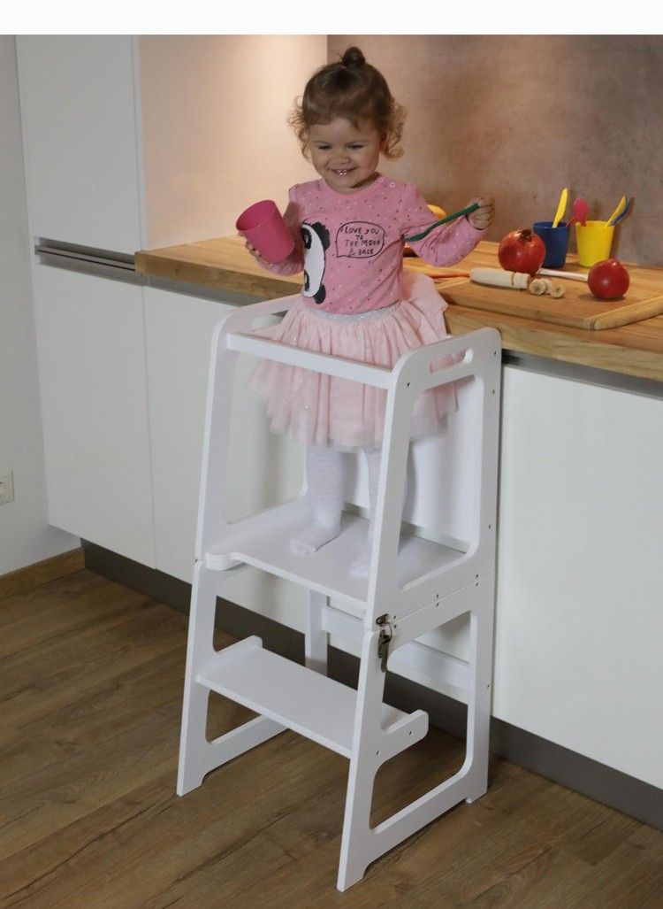2in1 LEARNING TOWER STEP STOOL 3 HEIGHT ADJUSTABLE BN READY STOCK