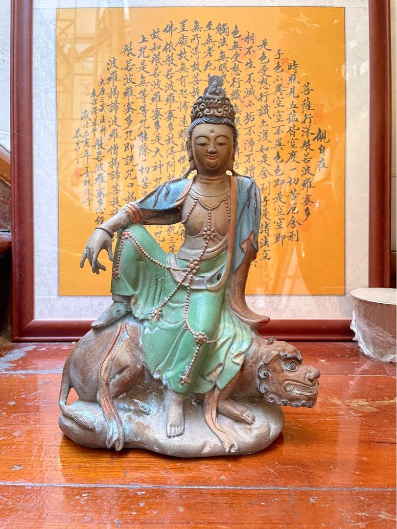 中國銅鑄佛像文殊普賢菩薩(W)19cm x (H)34cm China bronze Buddha