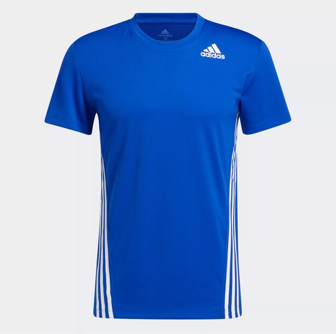 Adidas Training Gym Shirt (Aeroready 3Stripes) Blue, Men's Fashion