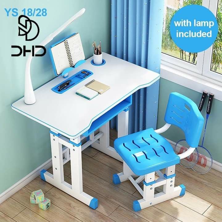 Adjustable (Category: Kids Tables & Chairs) located in Manila. Submitted by minidivisoria (Listing ID 1204925858, Image 3). Description: 📌 ADJUSTABLE STUDY TABLE WITH CHAIR FOR KIDS Sturdy and Perfect for homeschooling❗️ 🛑Features: 🖍Tablet/cellphone holder 🖍With case at top for pencils, ballpens & coloring materials 🖍With drawer under for notebooks/ books 🖍With tumbler/ lamp holder on the side 🖍Easy to assemble 🖍Made of metal with plastic