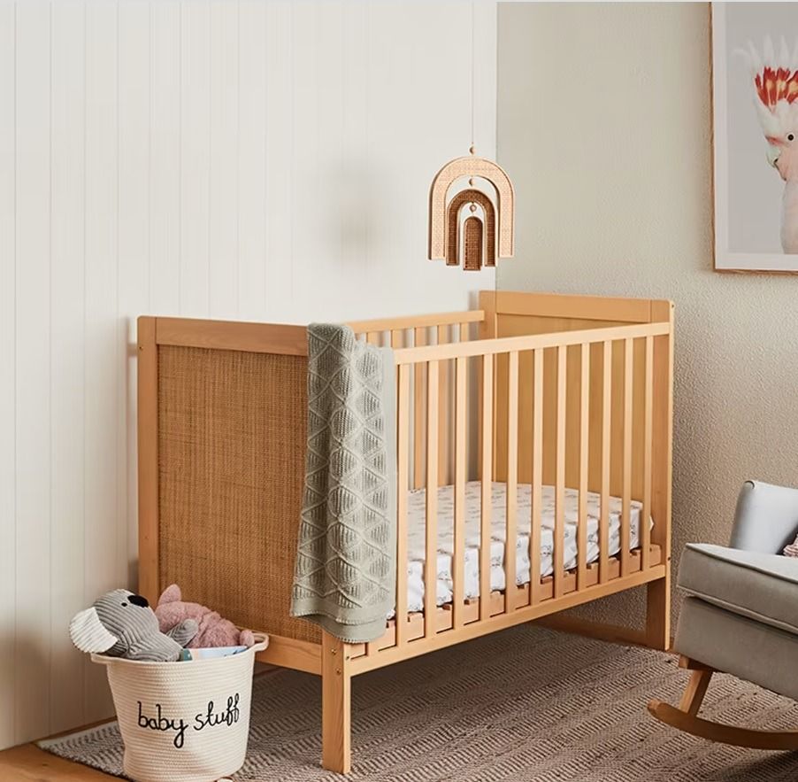 Anko Rattan Mobile, Crib Mobile (Category: Cots & Cribs) located in Pasay City. Submitted by jen.pen (Listing ID 1204859708, Image 2). Description: Anko Rattan Mobile Keep your adorable little munchkin entertained with this rattan mobile - a great addition to your little one's nursery. Product Details Dimensions/Size: 25cm (H) x 26cm (W) x 1.4cm (D) Material: Plywood, rattan, pond sypress, schima and cotton rope Features Beads and textured design