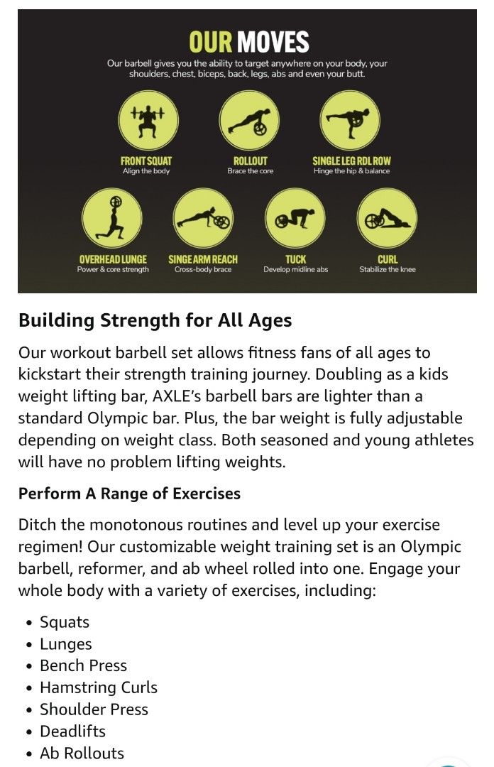 AXLE Barbell Weight Set Strength Strength Training Bars