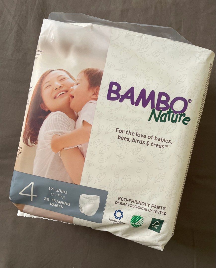Bambo Nature Premium Eco-Friendly Baby Diapers, Size 4, (15-31 Lbs /  8-15kg), 176 Count, (8 pack of 22 training pants), Babies & Kids, Bathing &  Changing, Diapers & Baby Wipes on Carousell