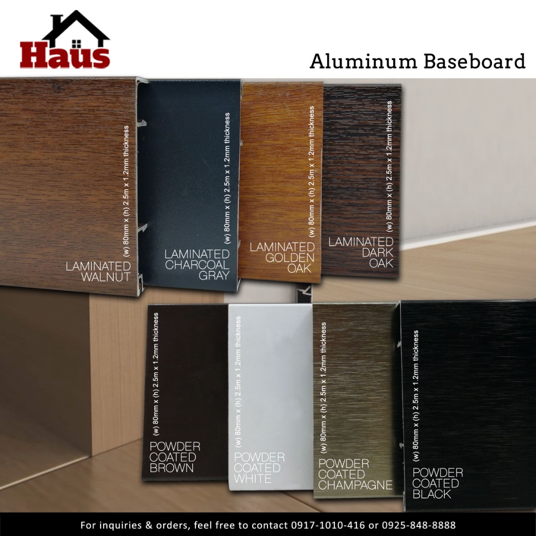 Baseboard 80mm x 2.5M x 1.2mm Aluminum, Furniture & Home Living, Home ...