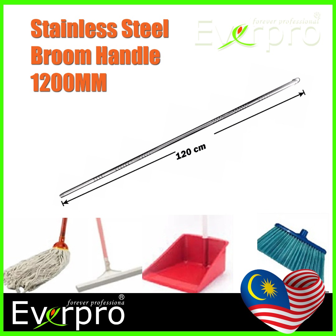 Broom/ Mop Handle Stainless Steel 120mm, Furniture & Home Living