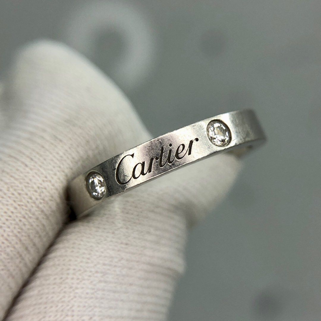 CARTIER PT950 2P DIAMOND RING #52 / 5.12g / 227033260 FI*, Men