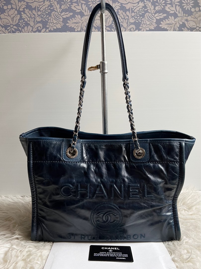 Chanel Deauville Small Black / Grey SHW 25 L x 26 H x 10.5 W cm