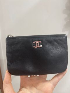 Chanel O Case Small Black with Camellia Logo