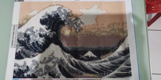 Diamond painting finished and materials great wave off kanagawa