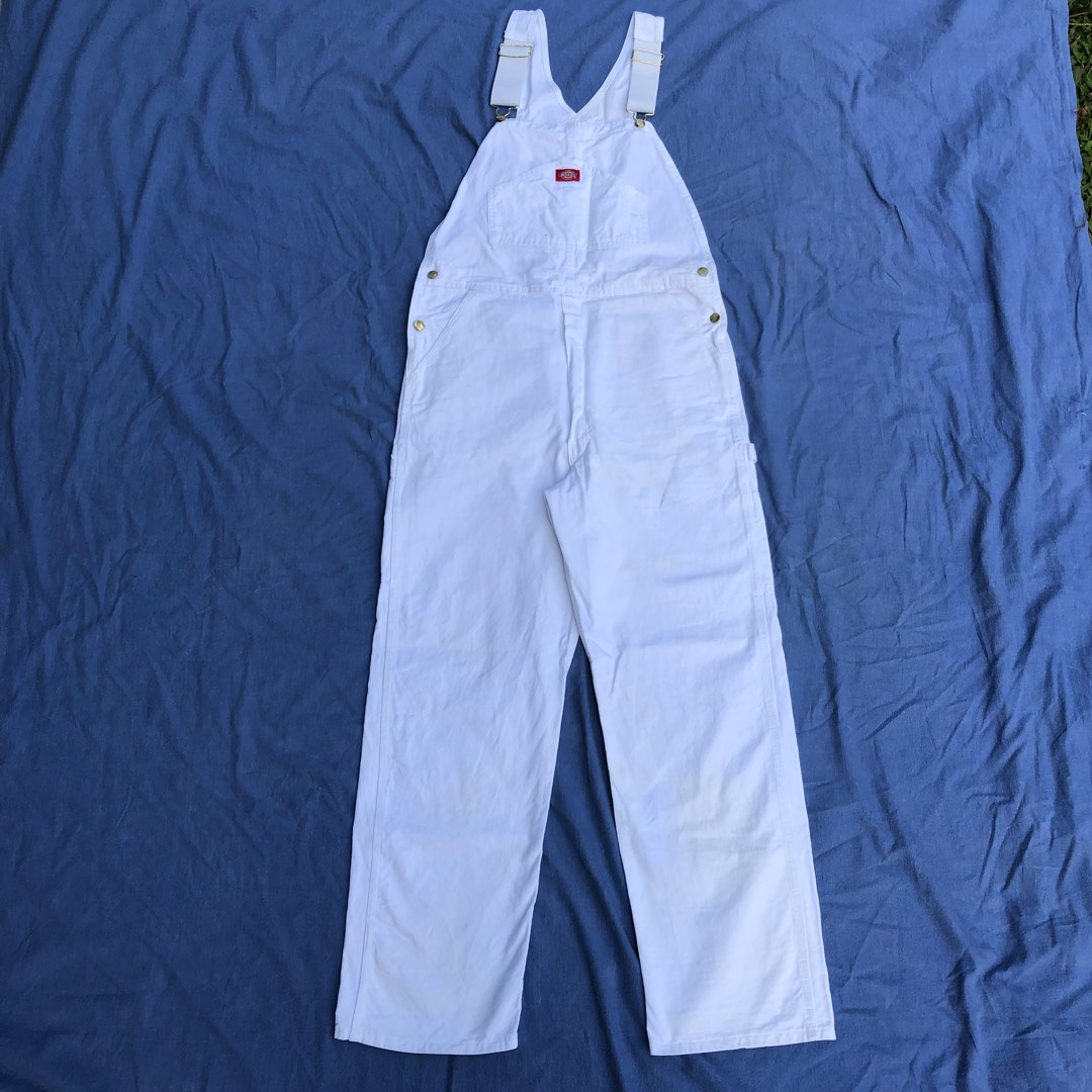 Dickies Jumpsuit Overall White, Men's Fashion, Bottoms, Jeans on Carousell