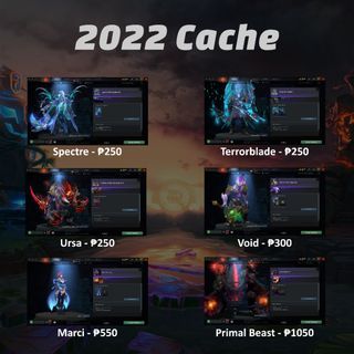 DOTA 2 items (Cache 2022, 2021, and 2020) (2022 immortals, ageless heirlooms, & BP collection)
