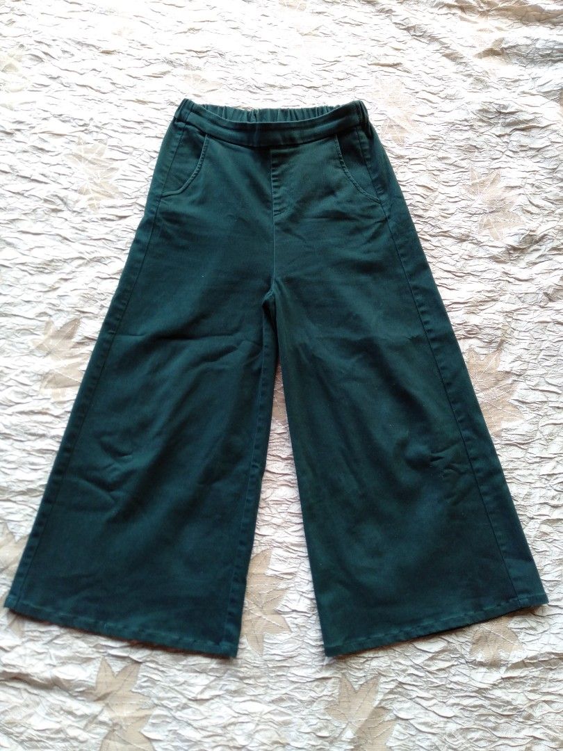 High Waist Oriental Wide Leg Trouser Emerald main image 1