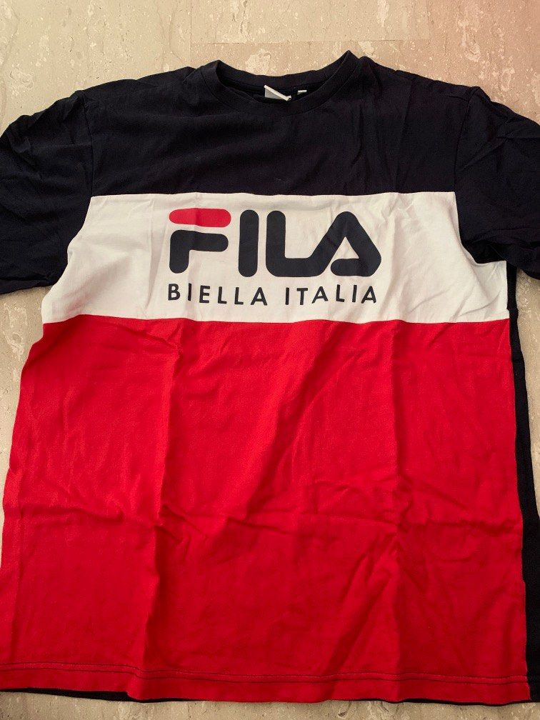 Red black and white fila shirt shop