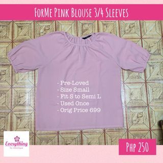 ForMe Pink 3/4 Sleeves Top Blouse