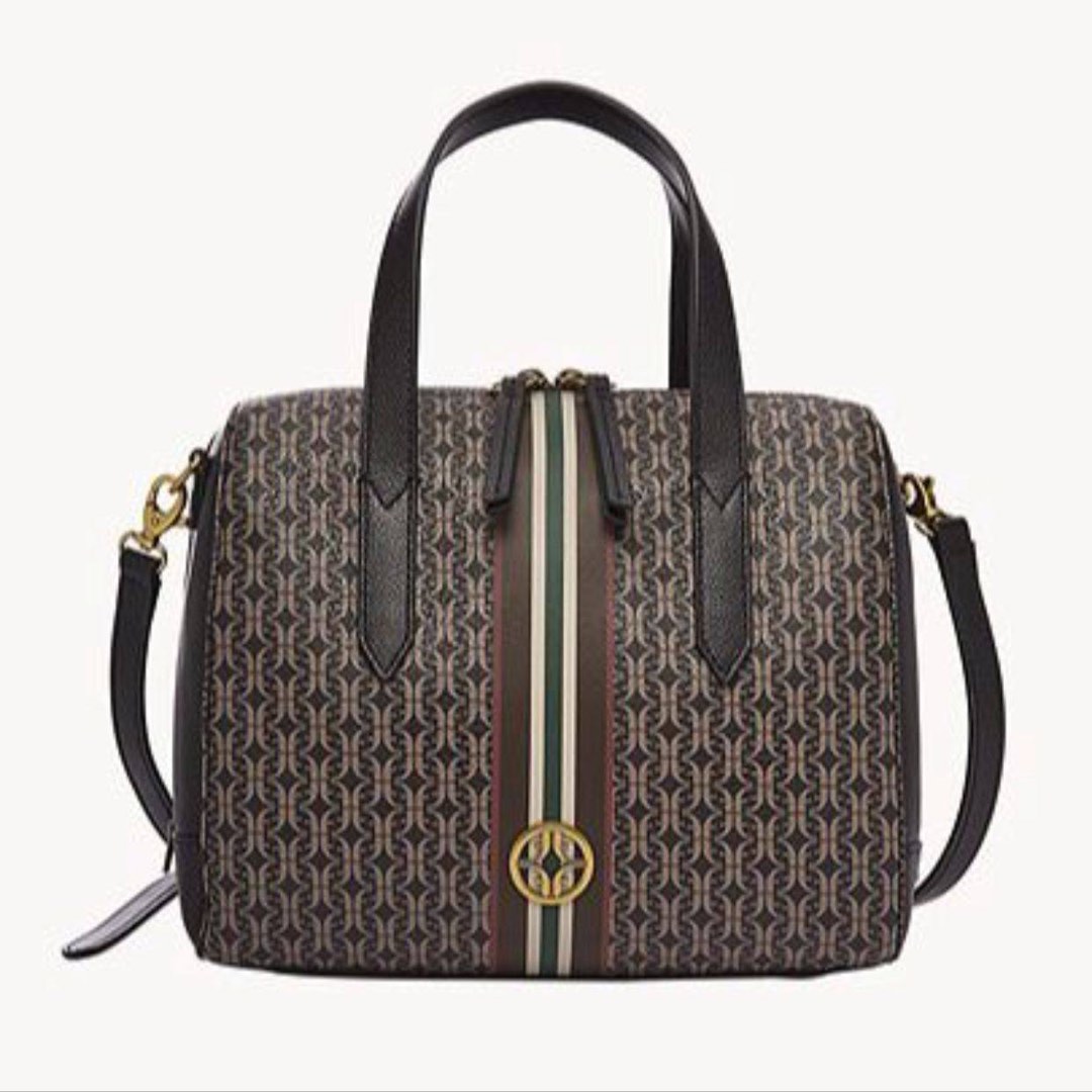 Fossil Sydney Satchel in Black Stripe Luxury Bags Wallets on Carousell