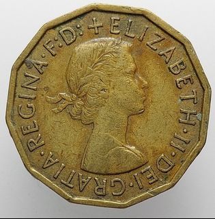 Great Britain Coin - Three Pence 1960 Nickel-Brass Coin Elizabeth II