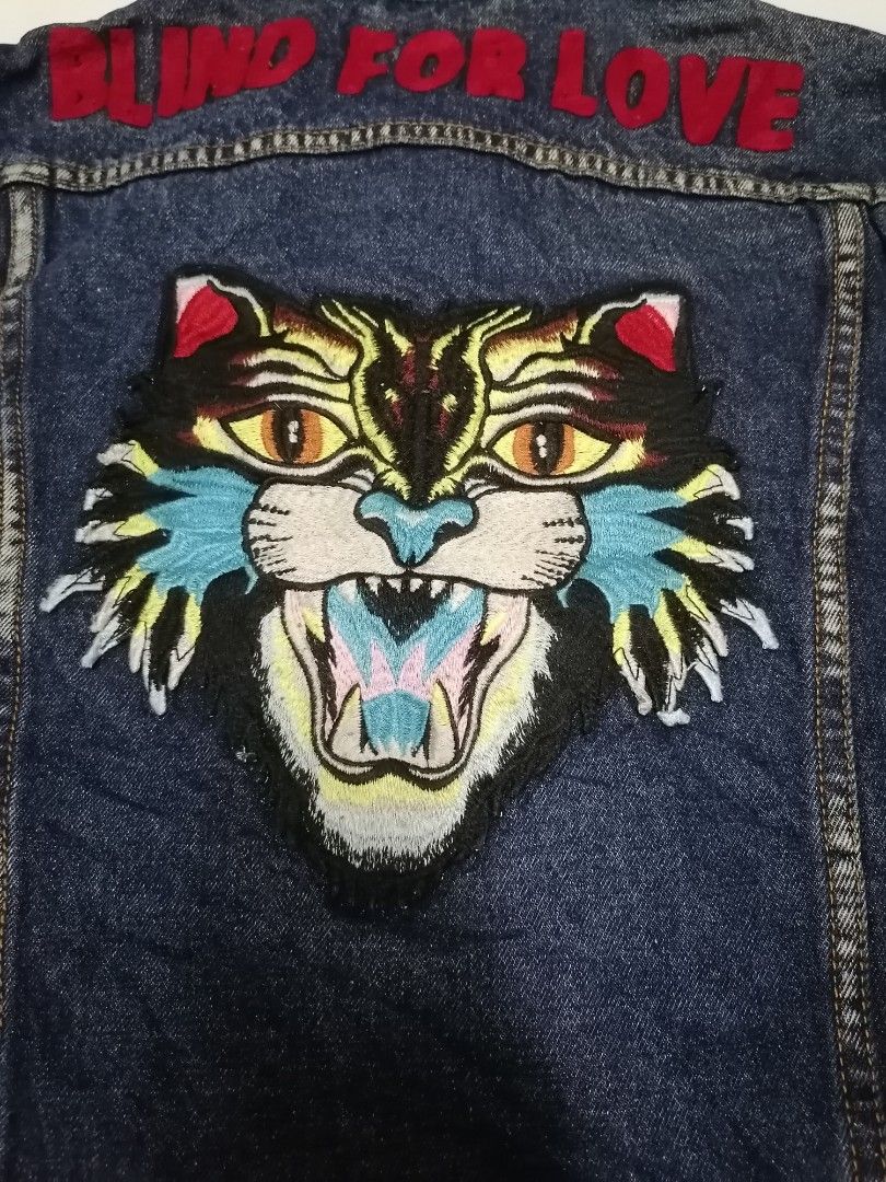 Gucci denim jacket blind for love clearance