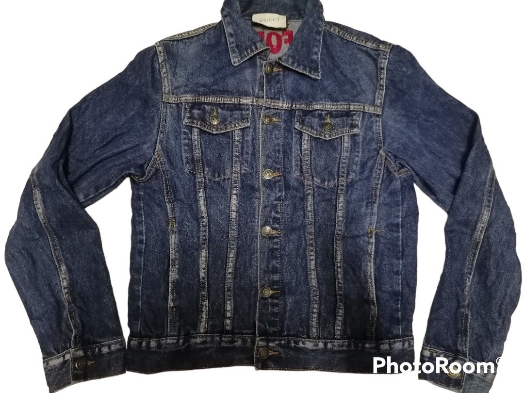 Gucci denim jacket blind for love best sale