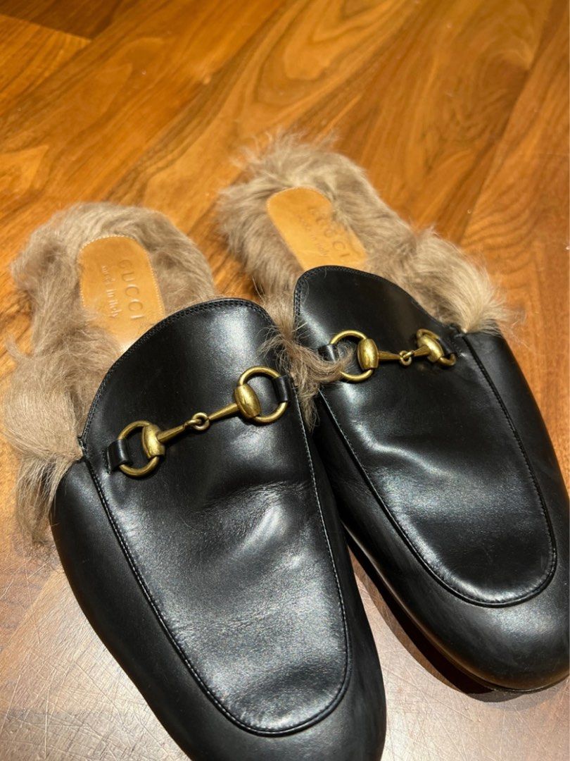 Fur loafer slides discount