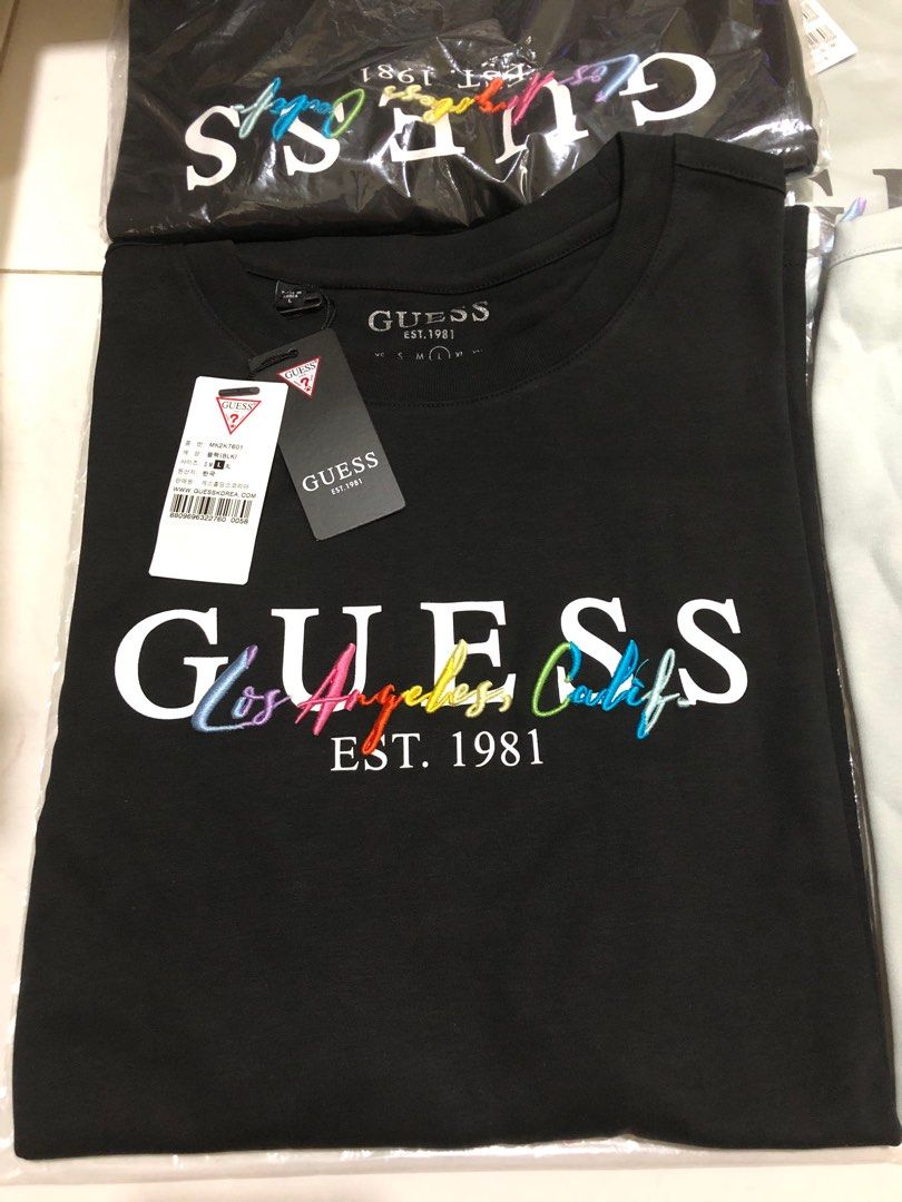 Guess rainbow logo tee best sale