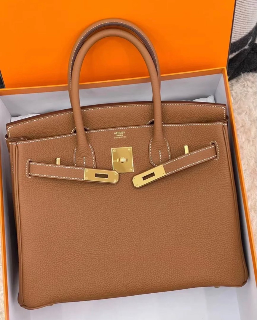 Hermes Birkin 30 in Togo Gold with GHW, Luxury, Bags & Wallets on Carousell