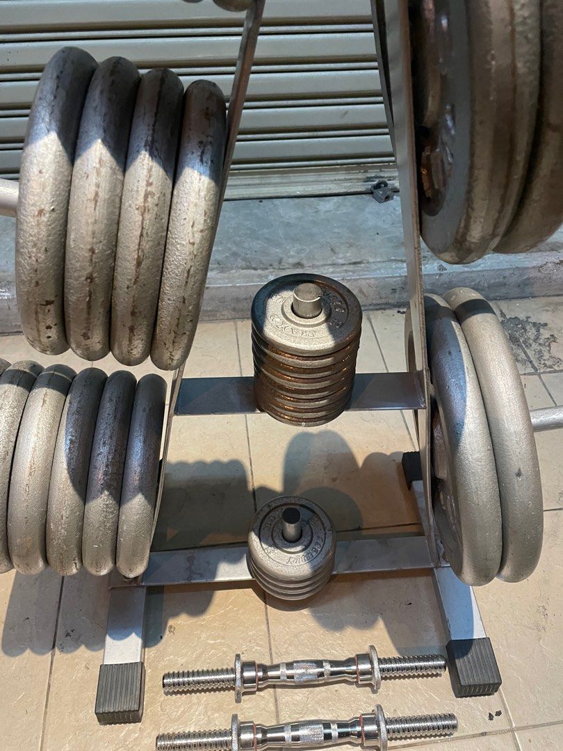 Home gym standard barbell ez easy curl bar dumbbell handles set gym