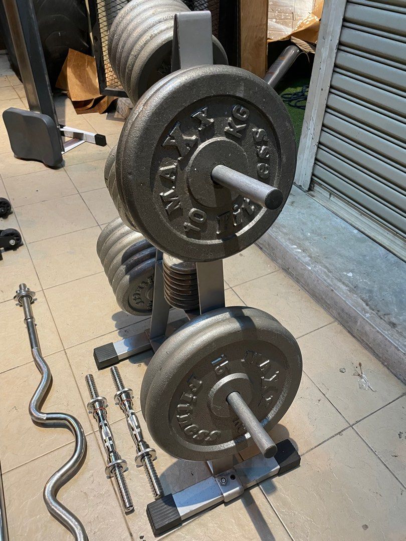 Home gym standard barbell ez easy curl bar dumbbell handles set gym