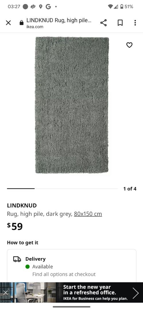 IKEA carpets/rugs, grey, Lindknud, high pile. 3 available., Furniture ...