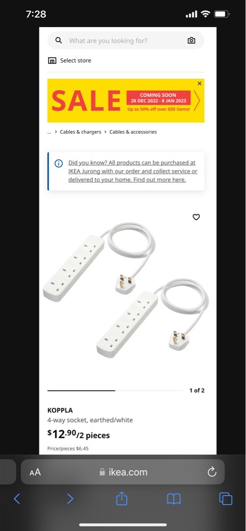 IKEA Extension socket 4 way NEW, TV & Home Appliances, Other Home