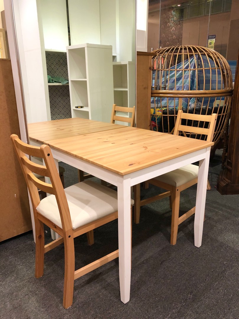 Ikea LERHAMN dining TABLE & CHAIR SET, Furniture & Home Living