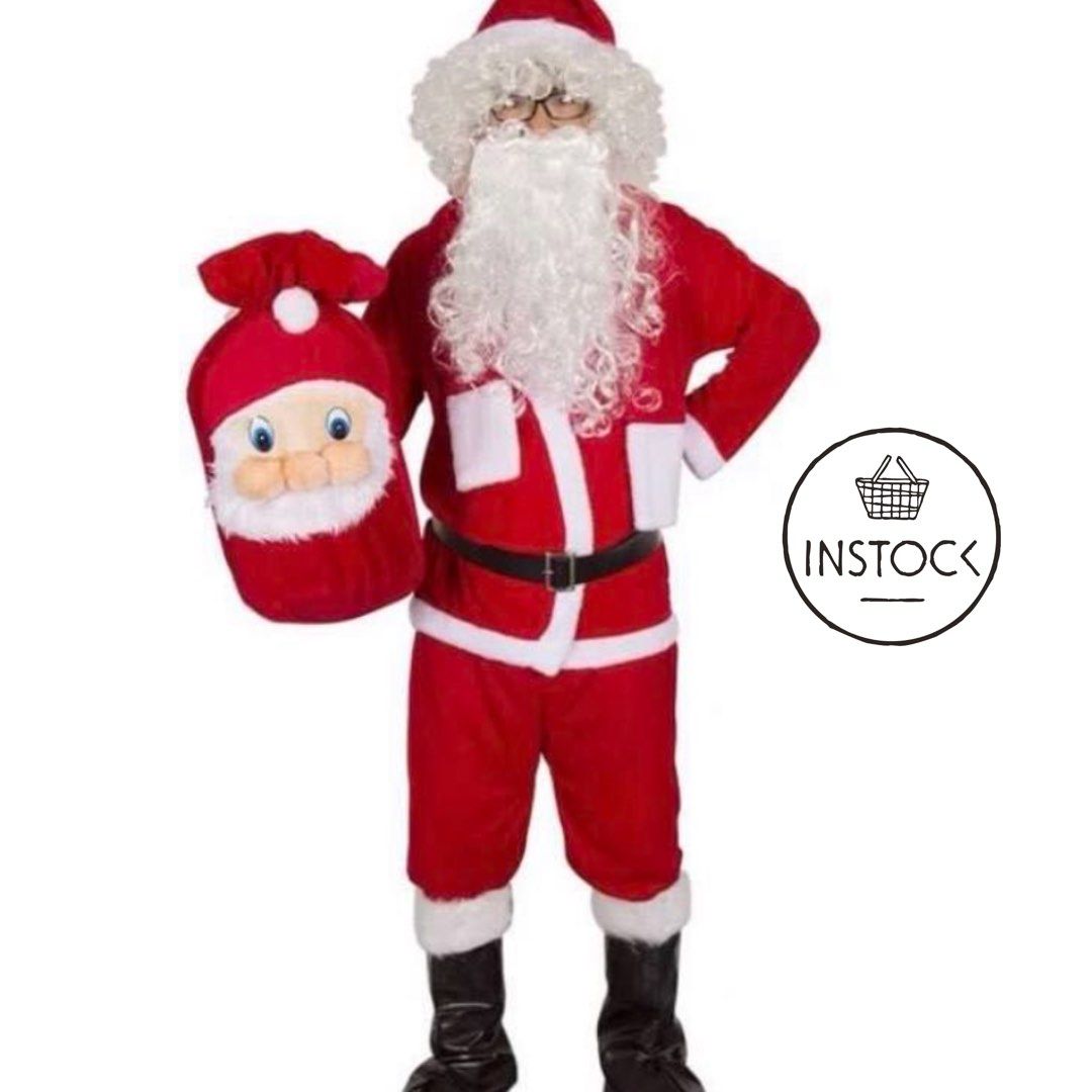 INSTOCK 9pcs SET Santa Claus Costume Adult Christmas Costume