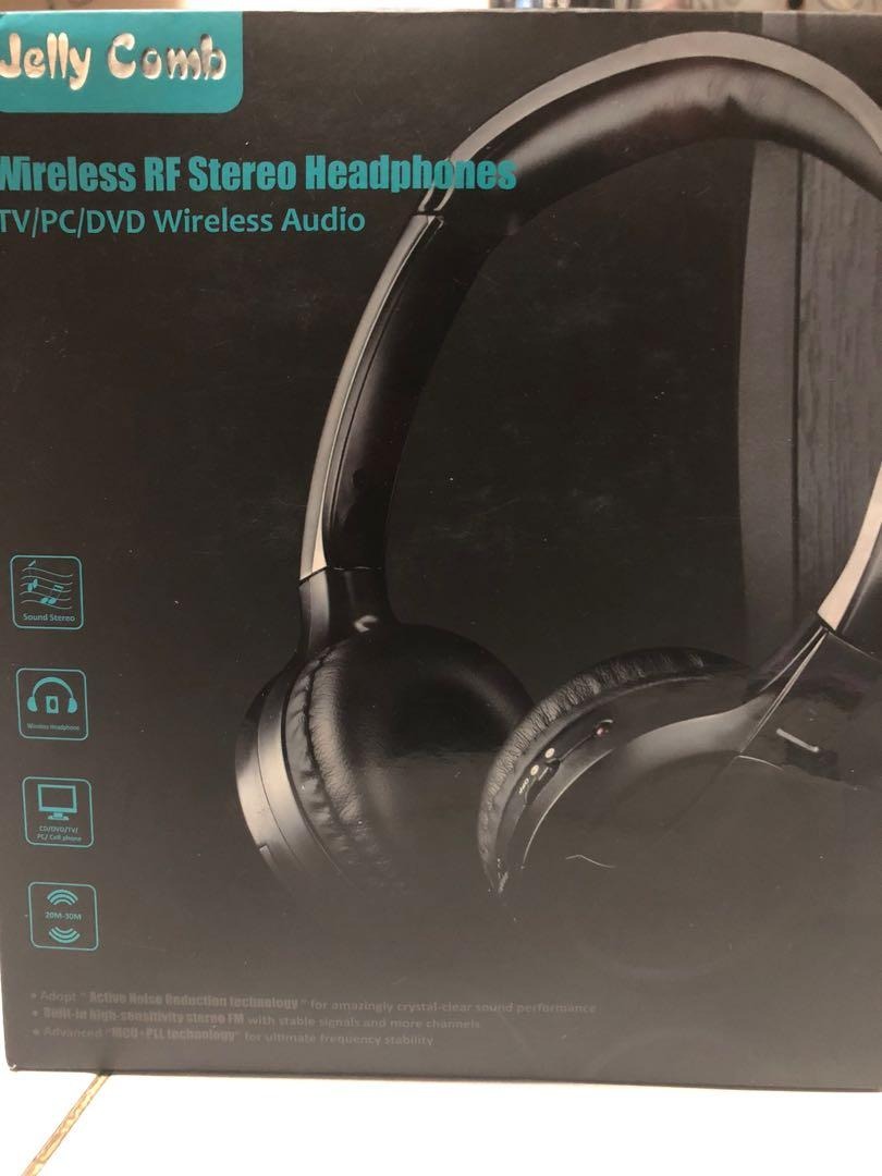 Jelly comb wireless RF stereo headphones TV PC DVD wireless audio