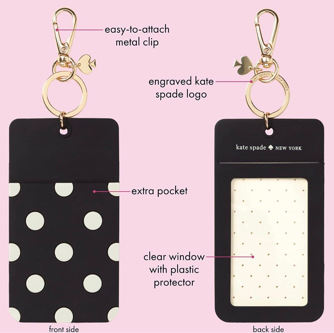 Kate Spade New York Id Badge Clip Key Chain, Silicone Keychain Accessory,  Black Dot, Black Dot, Women's Fashion, Bags & Wallets, Wallets & Card  Holders on Carousell