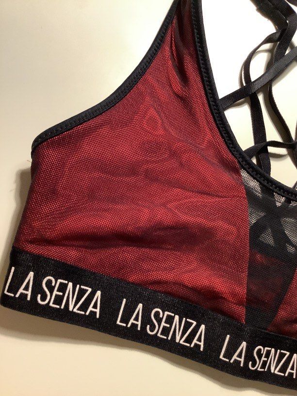 La Senza Black Red Sexy Back Sports bra, Women's Fashion, Activewear on