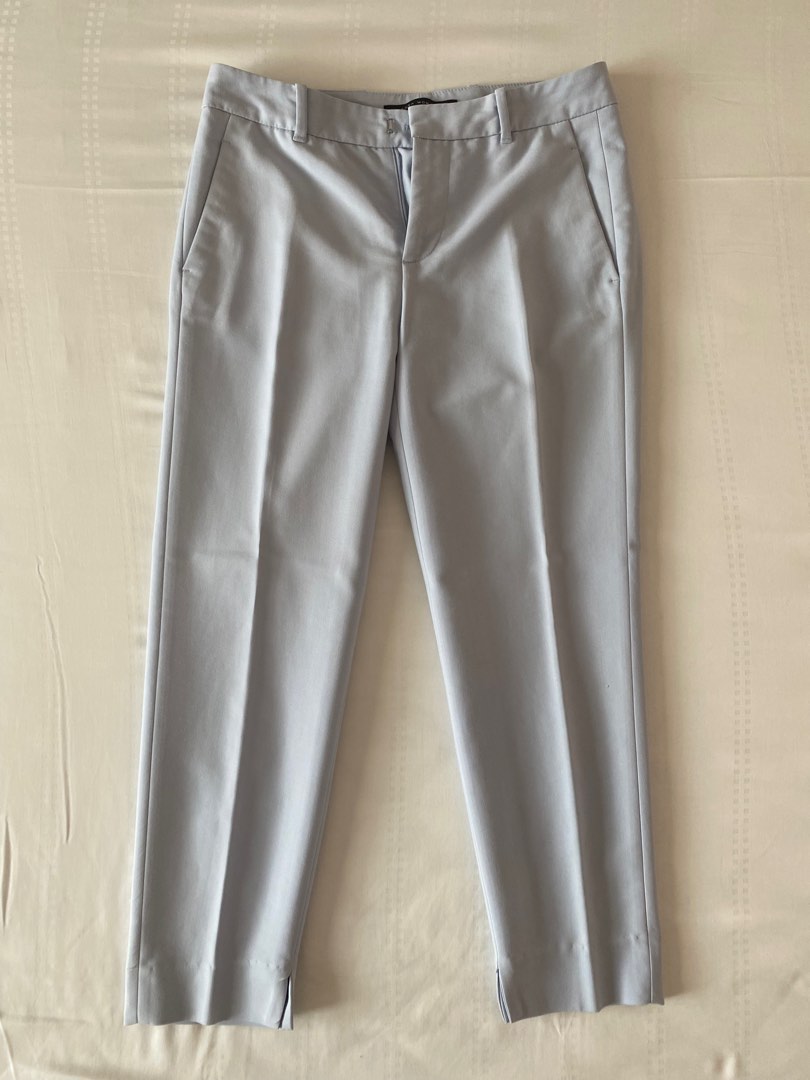 Light Blue Zara Work Pants, Women's Fashion, Bottoms, Other Bottoms on Carousell