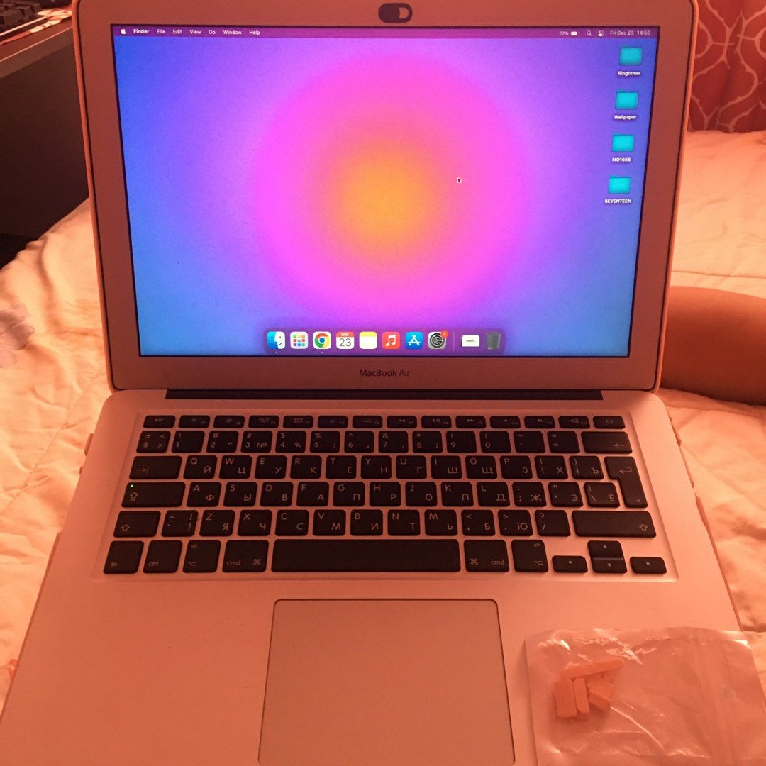 Macbook Air 13-inch 2015 Russian Keyboard (Category: Laptops & Notebooks) located in Dasmarinas. Submitted by pink_cici (Listing ID 1204917171, Image 2). Description: ☁︎ Macbook Air 13-inch, Early 2015 ☁︎ 128 GB of Storage ☁︎ 1.6GHz Dual-Core Intel Core i5 ☁︎ 4 GB 1600 MHz DDR3 ☁︎ Intel HD Graphics 6000 1536 MB ☁︎ Issues are shown in the pictures above ☁︎ Bought in Russia if I remember correctly ☁︎ Please manage your expectations as I have this d