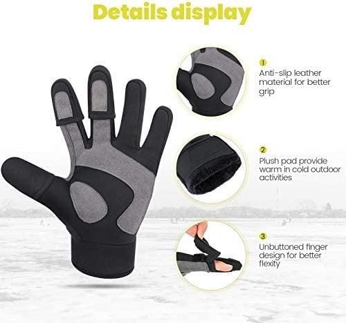 Magreel Ice Fishing Gloves for Men and Women Water Repellent Windproof  Gloves 3 Cut Fingers Cold Winter Weather Fishing Gloves for Fly Fishing