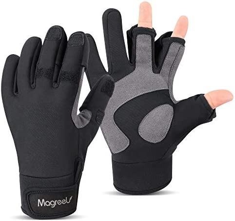 Magreel Ice Fishing Gloves for Men and Women Water Repellent Windproof  Gloves 3 Cut Fingers Cold Winter Weather Fishing Gloves for Fly Fishing
