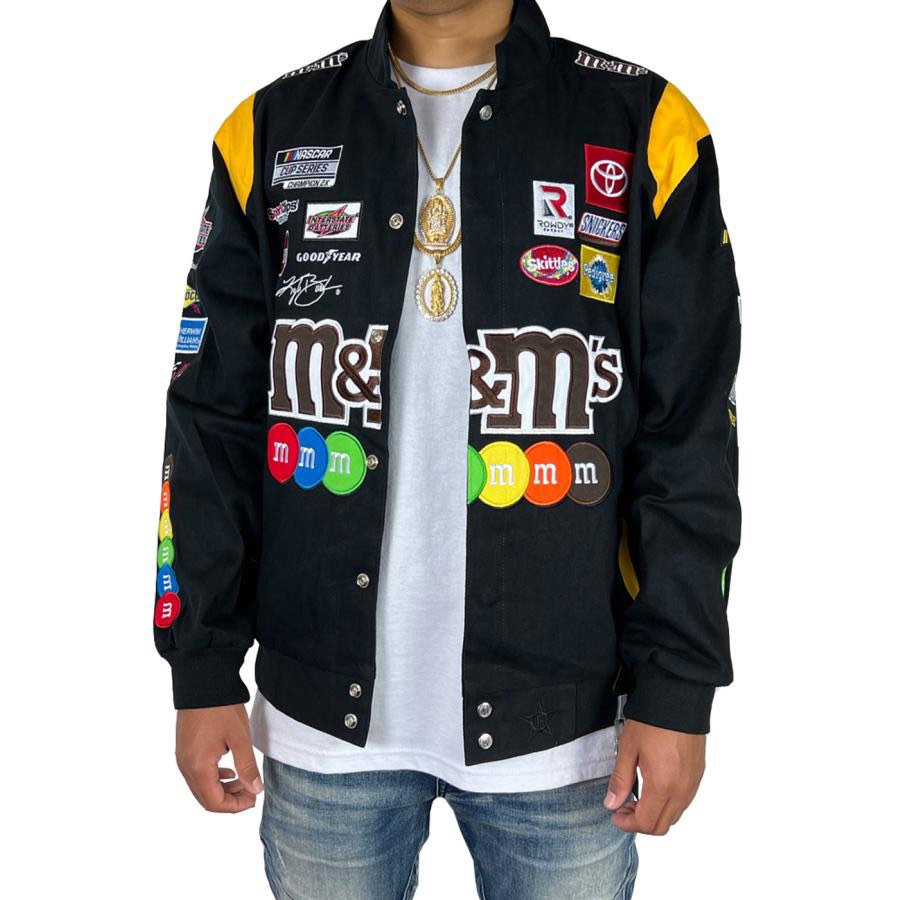M M s NASCAR JH Design 2022 Limited Kyle Bush Racing Jacket Patch Embroidery Character Black