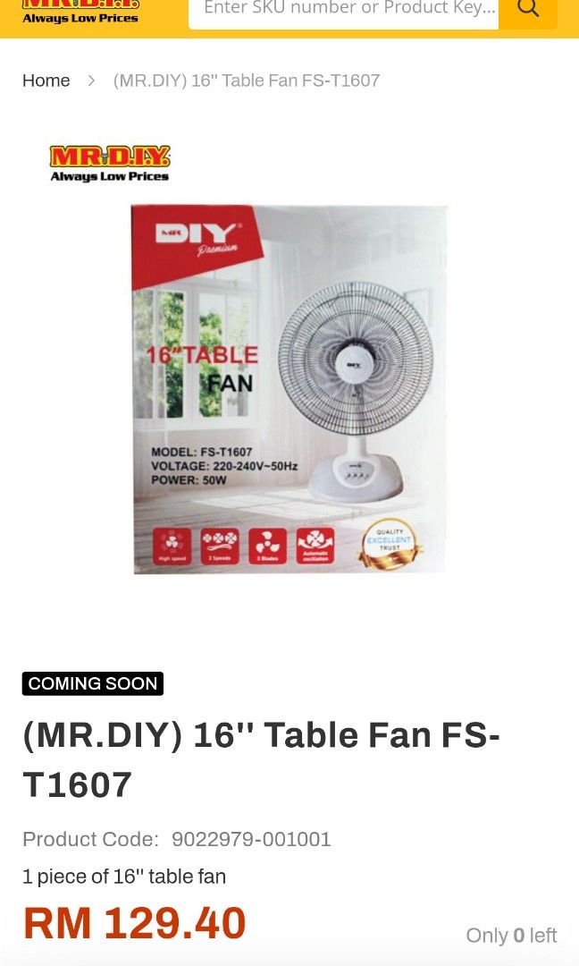 MR DIY PREMIUM 16" TABLE FAN (NEW), Furniture & Home Living, Lighting & Fans, Fans on Carousell