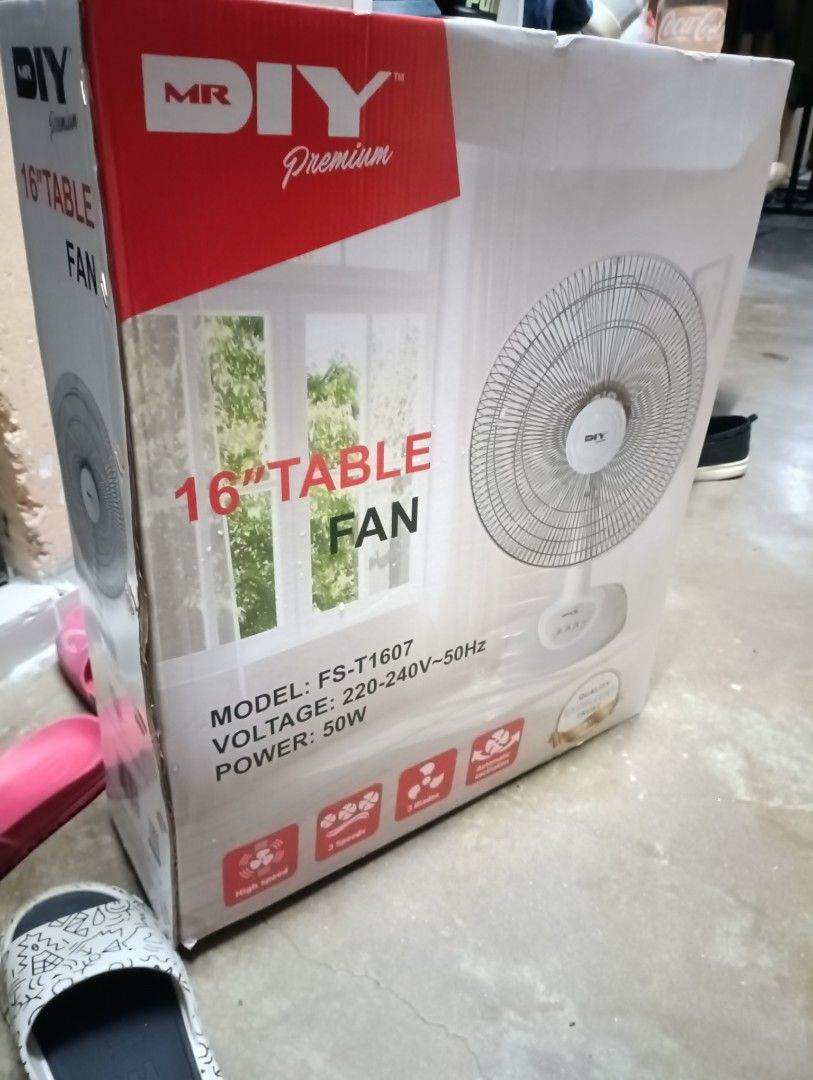 MR DIY PREMIUM 16" TABLE FAN (NEW), Furniture & Home Living, Lighting