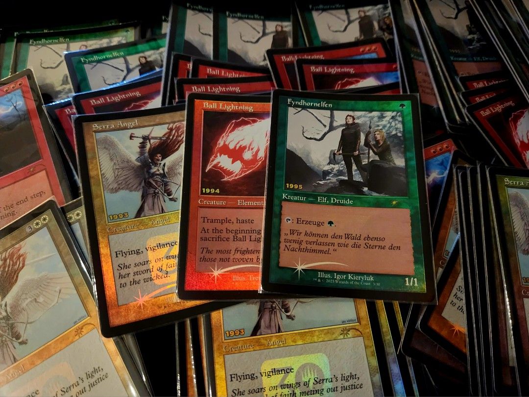 MTG 30th Anniversary Promos - Serra Angel, Ball Lightning and Fyndhorn  Elves, Hobbies & Toys, Toys & Games on Carousell