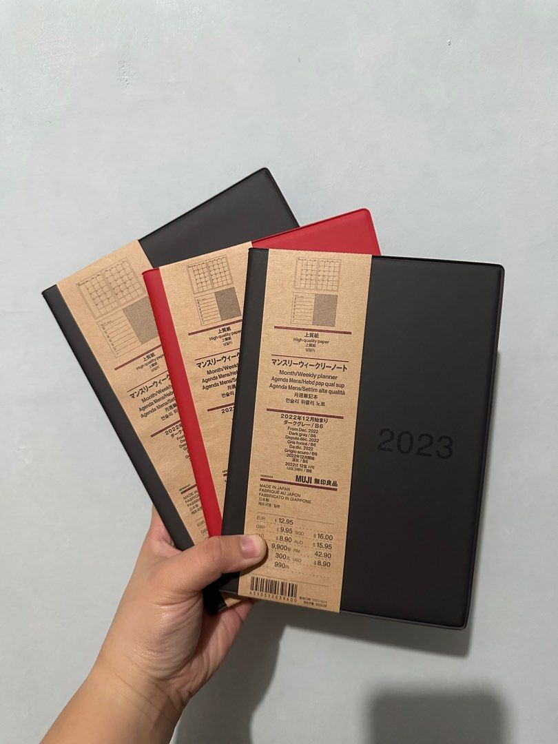 Muji Planner 2023 Monthly/Weekly Planner A5 size Dark Gray, Hobbies