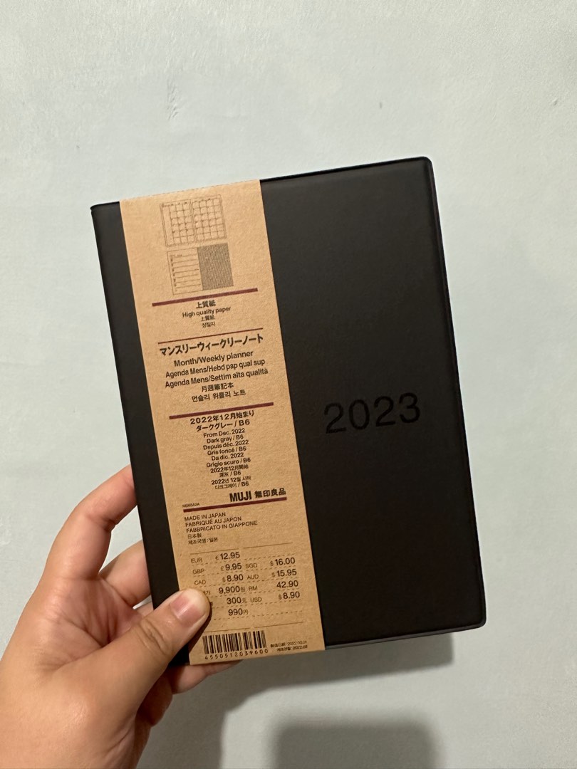 Muji Planner 2023 Monthly/Weekly Planner B6 size Dark Gray, Hobbies
