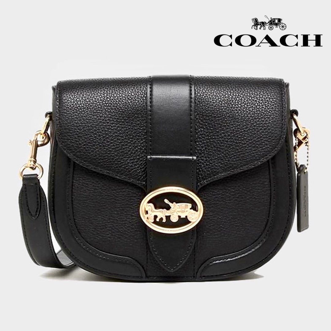 New Coach Original C3241 Full Black Georgie Saddle Bag Women