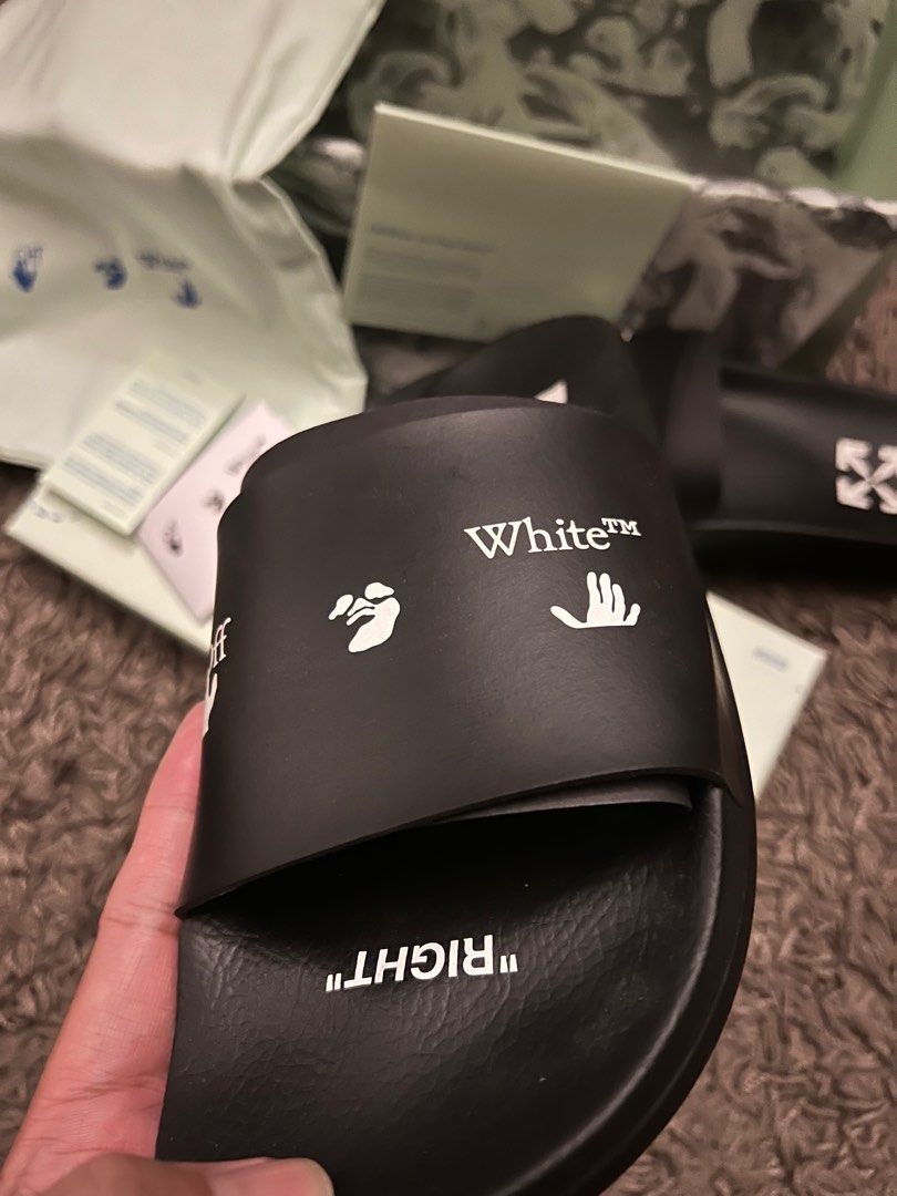 Off white Slide Men s Fashion Footwear Flipflops and Slides on