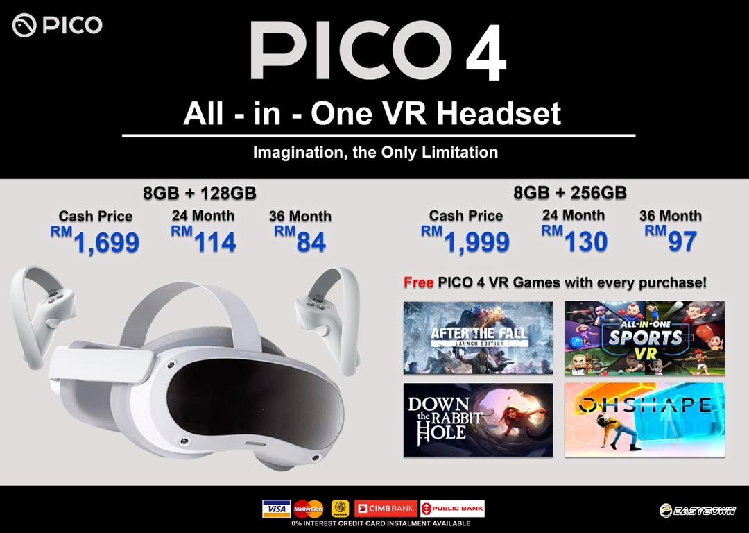 Pico 4 VR Headset 256GB/8GB All-In-One Virtual Reality Headset 