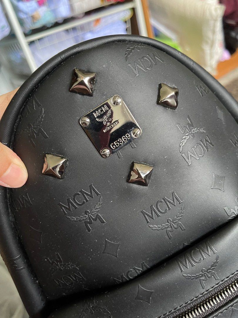 Branded Handbag Black mcm Full Front Button Backpack Made In Korea