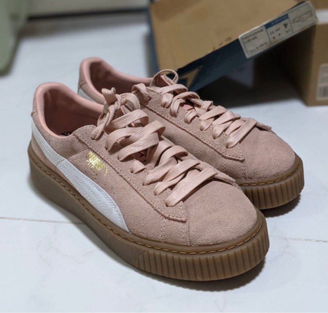 Puma Pink Suede Sneakers Platforms Creepers
