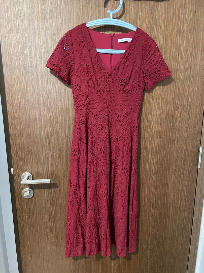 Red crochet midi Dress Women s Fashion Dresses Sets Dresses